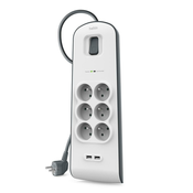Belkinova prenapetostna zaščita BSV604 - 6 vtičnic, 2xUSB/2,4A, 2m