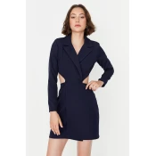 Trendyol Navy Blue Mini tkana izrezana podrobna jakna Tkana obleka
