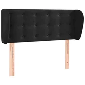 Vidaxl Vzglavje z ušesi črno 83x23x78/88 cm žamet
