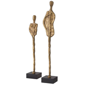 Casa Padrino luxury designer decorative object set vintage brass/black 85 x 50 x H. 95 cm - Brass decorative sculptures with granite base - Living room decoration - Luxury decorative accessories