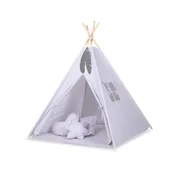 shumee Tipi šotor za otroke + obeski iz perja - mini - Rosette grey