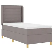 Vidaxl Postelja z vzmetnico z LED trakami Taupe 90 x 200 cm blago