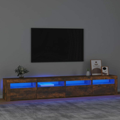 TV ormaric s LED svjetlima boja dimljenog hrasta 240x35x40 cm