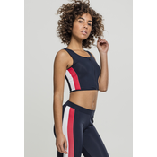 Womens top with side stripe with zipper in navy blue/fiery red/white