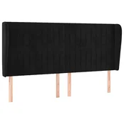 Vidaxl Vzglavje z ušesi črno 203x23x118/128 cm žamet