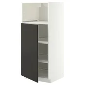 METOD Visoka omara za vgrad gspd aparate, bela/Nickebo mat antracitna, 60x60x140 cm