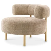 Casa Padrino luxury armchair sand/brass 85 x 80 x H. 65 cm - Living room armchair - Hotel armchair - Living room furniture - Luxury furniture - Living room furnishings - Luxury furnishings