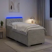 vidaXL Postelja s pomičnim okvirjem, vzmetnico in LED Svetlo siva