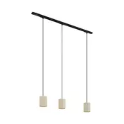 Modern railsysteem met 3 hanglampen zwart met beige 1-fase - Iconic Holt