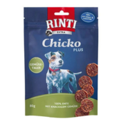 Rinti Chico plus zelenjavni medaljoni 100% raca s hrustljavo zelenjavo 80g - Rinti - Mehki mesni priboljški - Brez sladkorja