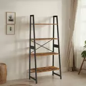 Songmics Knjižna polica z lestvijo 63x34x137 cm rjava