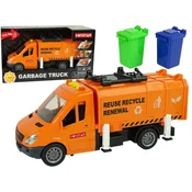 Lean-toys Tovornjak Smetar z zvočnimi učinki, oranžen