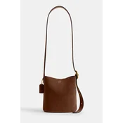Torbica iz semiša Coach Suede Bleecker Bucket 21 rjava barva, CCW84