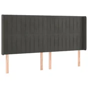 Vidaxl Vzglavje z ušesi temno sivo 183x16x118/128 cm žamet