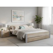 Postelja IKAROS DOUBLE 160 x 200 cm, hrast sonoma/siva Posteljno dno: Z lamelno posteljno dno, Vzmetnica: Vzmetnica Coco Maxi 20 cm