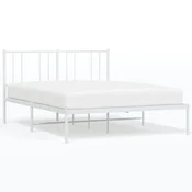 Vidaxl Kovinski posteljni okvir z vzglavjem bel 135x190 cm