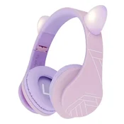 POWERLOCUS djecje bežicne naglavne slušalice Cat Ears Purple/Pink