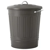 KNODD Koš s pokrovom, siva, 40 l