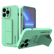 Wozinsky Kickstand Case iPhone 13 mini, silikonski ovitek s stojalom - mint
