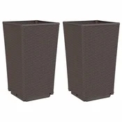 Vidaxl Vrtna cvetlična korita 2 kosa rjava 32,5x32,5x57 cm PP