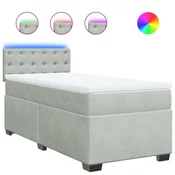 Vidaxl Box spring postelja z vzmetnico svetlo siva 90x200 cm žamet