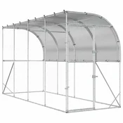 vidaXL Kokošja kletka ob steni Srebrna 600 x 150 x 215 cm