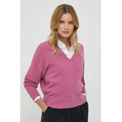 Volnen pulover Sisley ženski, roza barva