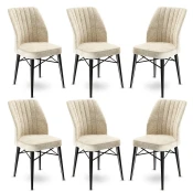 Hanah Home Set 6 trpezarijskih stolica Flex Krem-Crni