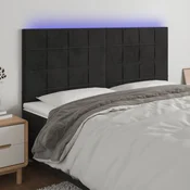 Vidaxl vidaXL Vzglavje postelje z LED diodo črno 200x5x118/128 cm žamet