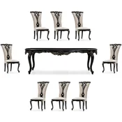 Casa Padrino luxury baroque dining room set cream/black/gold - 1 Baroque Dining Table & 8 Baroque Dining Chairs - Luxury dining room furniture in baroque style - Baroque furniture