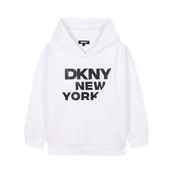 DKNY unisex za otroke. D62248 Mikina z belim logotipom (6anos= 114cm), Bela, Priložnostno, Bombaž, otroška moda