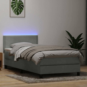 vidaXL vidaXL Box spring postelja z vzmetnico Svetlo siva 80x210 cm žamet, (21792815)