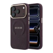 Maska Guess Saffiano Peony & Ring MagSafe za iPhone 17 Pro Max/ 18 Pro Max burgundy