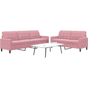 2-dijelni set sofa s jastucima ružičasti baršunasti