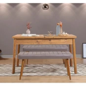 Hanah Home Set Trpezarijski sto i 2 klupe Santiago 0701, Sivi