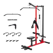 VEVOR Lat Pull Down naprava 3-v-1 veslaška kabelska naprava 1370x720x2080 mm črna