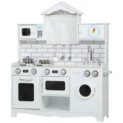 Homestar Igralna kuhinja z pečico pomivalnim koritom zvočno funkcijo in dodatki 795x24x94 cm Bela