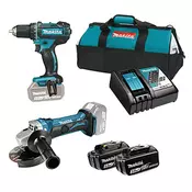 MAKITA LXT 18V komplet - akumulatorska bušilica-odvijac DDF482Z + akumulatorska ugaona brusilica DGA452Z + punjac + 2 baterije + torba