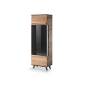 Vitrina Houston E104 Crna, Wotan hrast, S vratima, 182x60x40cm