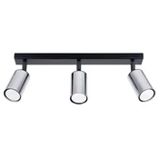 SOLLUX lighting Črna podolgovata trojna stropna svetilka s kromiranimi senčniki 3xGU10 10W WINX SL.1368 Sollux Lighting