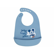 Stor Silikonski slinček MICKEY MOUSE Baby Blue, 6+, 10429