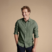 Lagana lanena košulja u popelin tkanju Charles Tyrwhitt Pure Linen Shirt — Olive - Classic fit | L