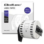 Qoltec trak za BROTHER DK-22205 | 62 mm x 30,48 m | Bel/črni tisk | Rola z ročajem