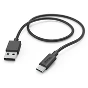 USB-A na USB-C polnilni kabel, 1m, črn