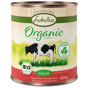 Ekonomično pakiranje Lukullus Organic 12 x 800 g Adult govedina s jabukom (bez glutena)