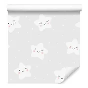 Tapeta z nasmejanimi in spečimi zvezdami za dnevno sobo in spalnico 50x1000 cm