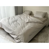 Posteljina za francuski ležaj Saten GLAT, 200x220cm, Siva