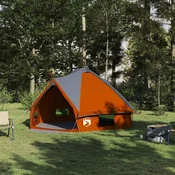 vidaXL vidaXL Teepee šotor s streho Siva in oranžna 490 x 410 x 210 cm, (5000091141)