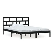 Vidaxl Posteljni okvir črn 150x200 cm trden les