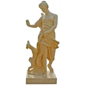 Casa Padrino Antique Style Marble Sculpture Woman with Dog Beige H. 200 cm